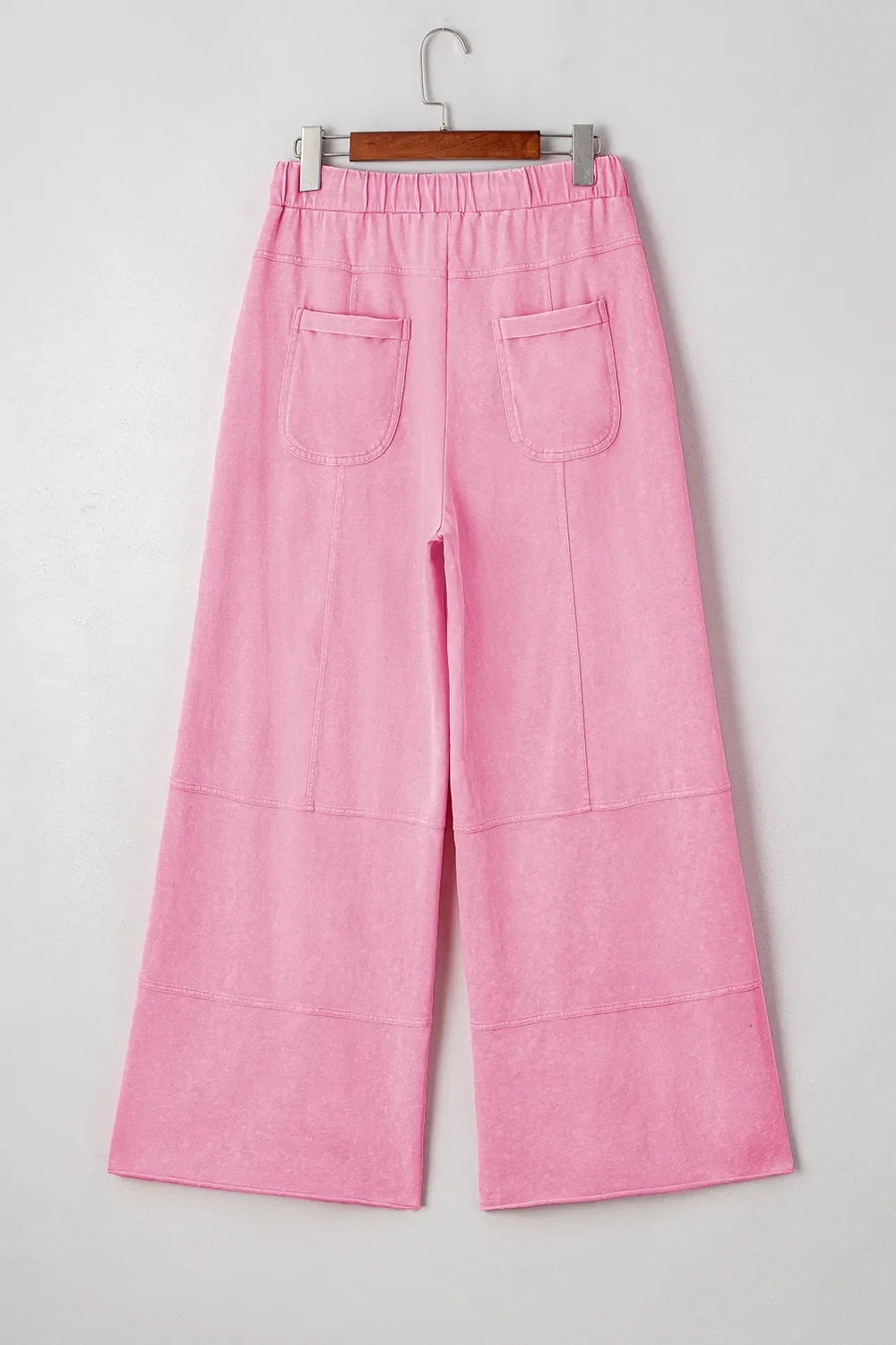 Mineral Wash Exposed Seam Drawstring High Waist Wide Leg Cargo Pants