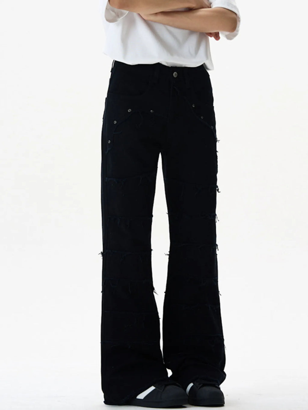 Men's Frayed Hem Flare Jeans