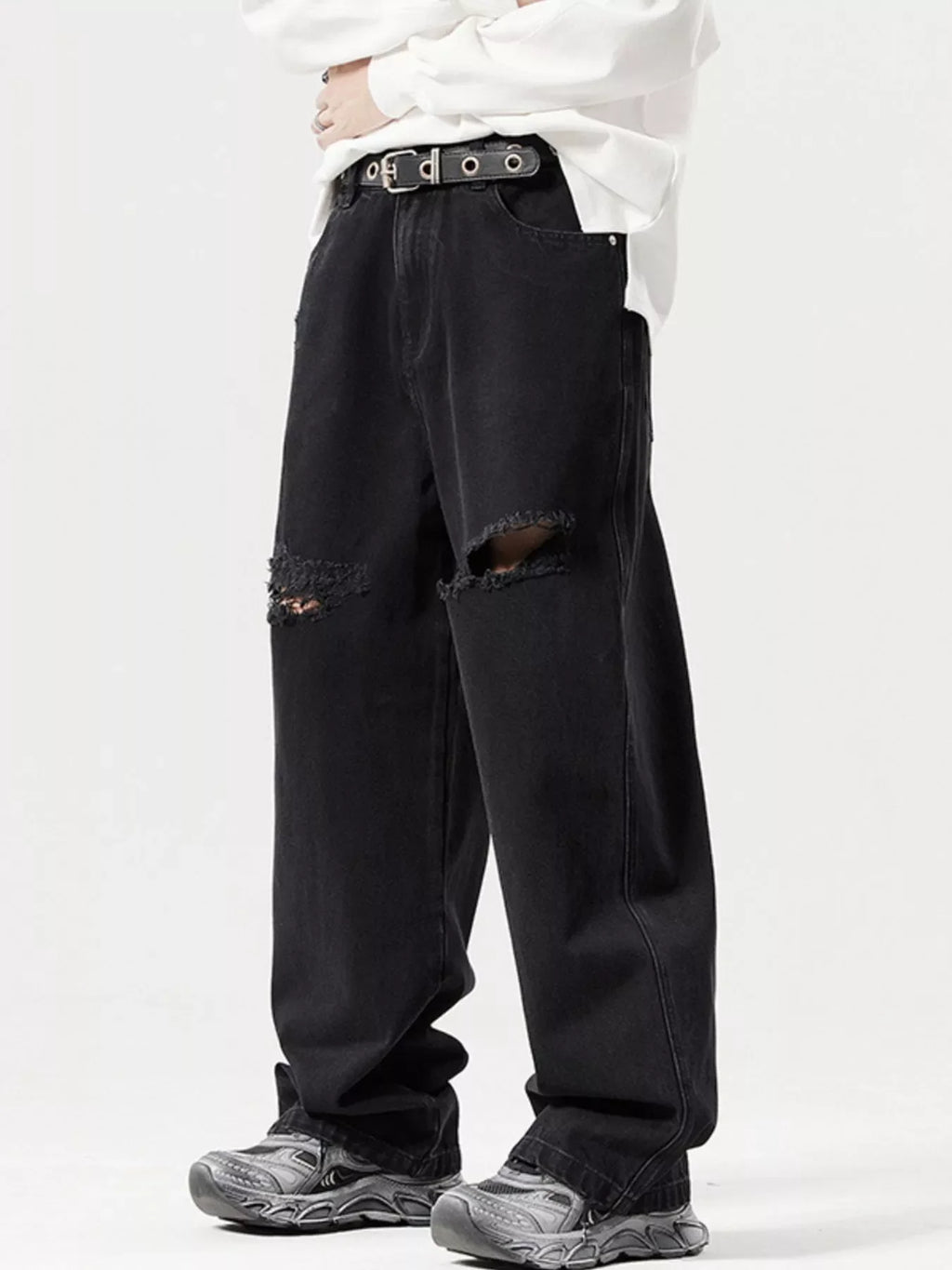 Men's Distressed Wide Leg Jeans
