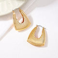 18K Gold-Plated Alloy Ribbed Triangular Hoop Earrings