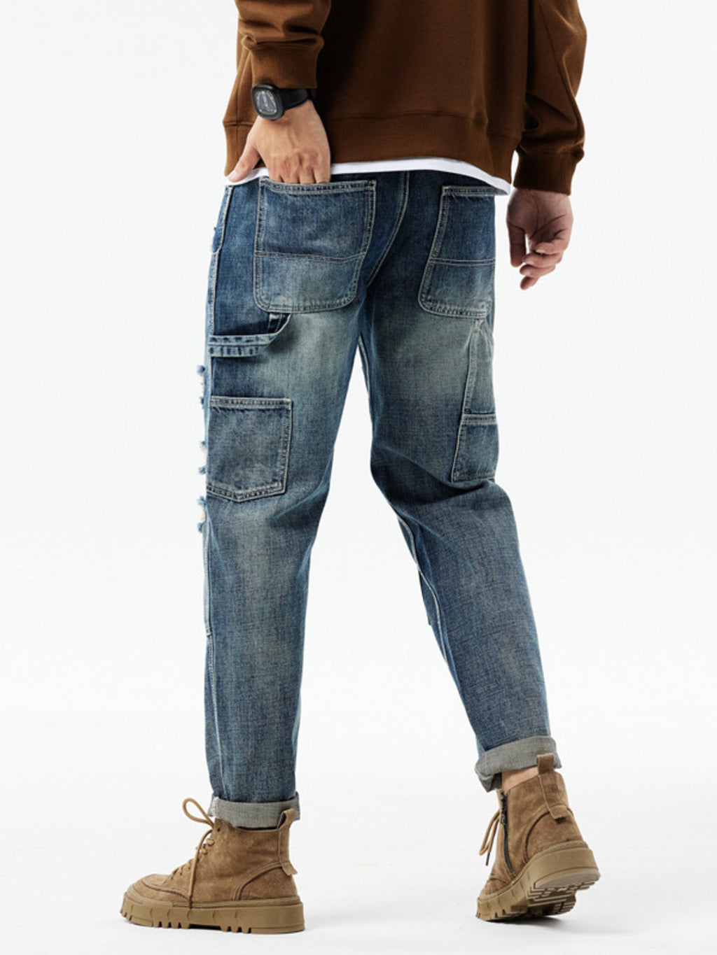 Men's Distressed Washed Jeans