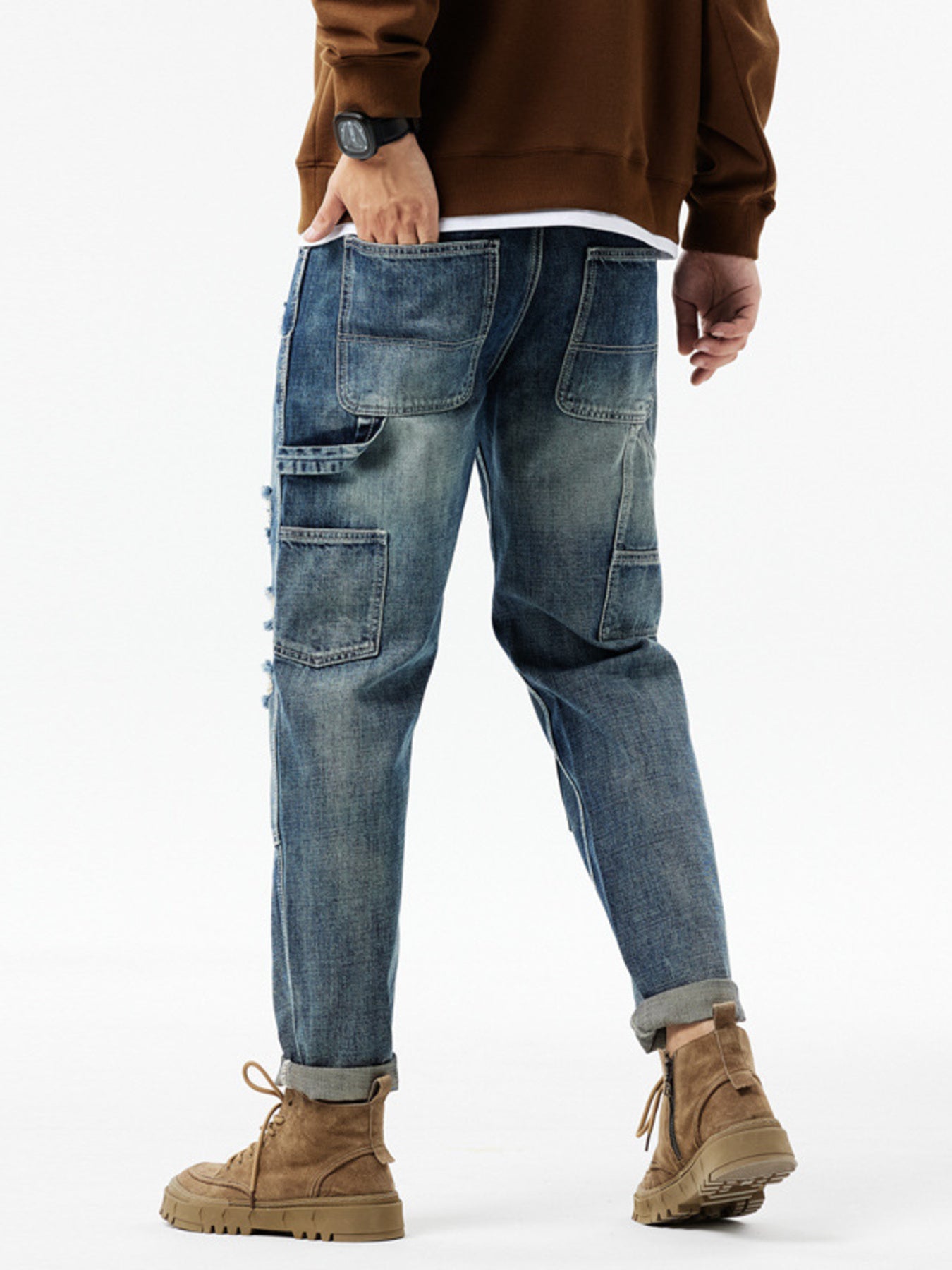 Men's Distressed Washed Jeans