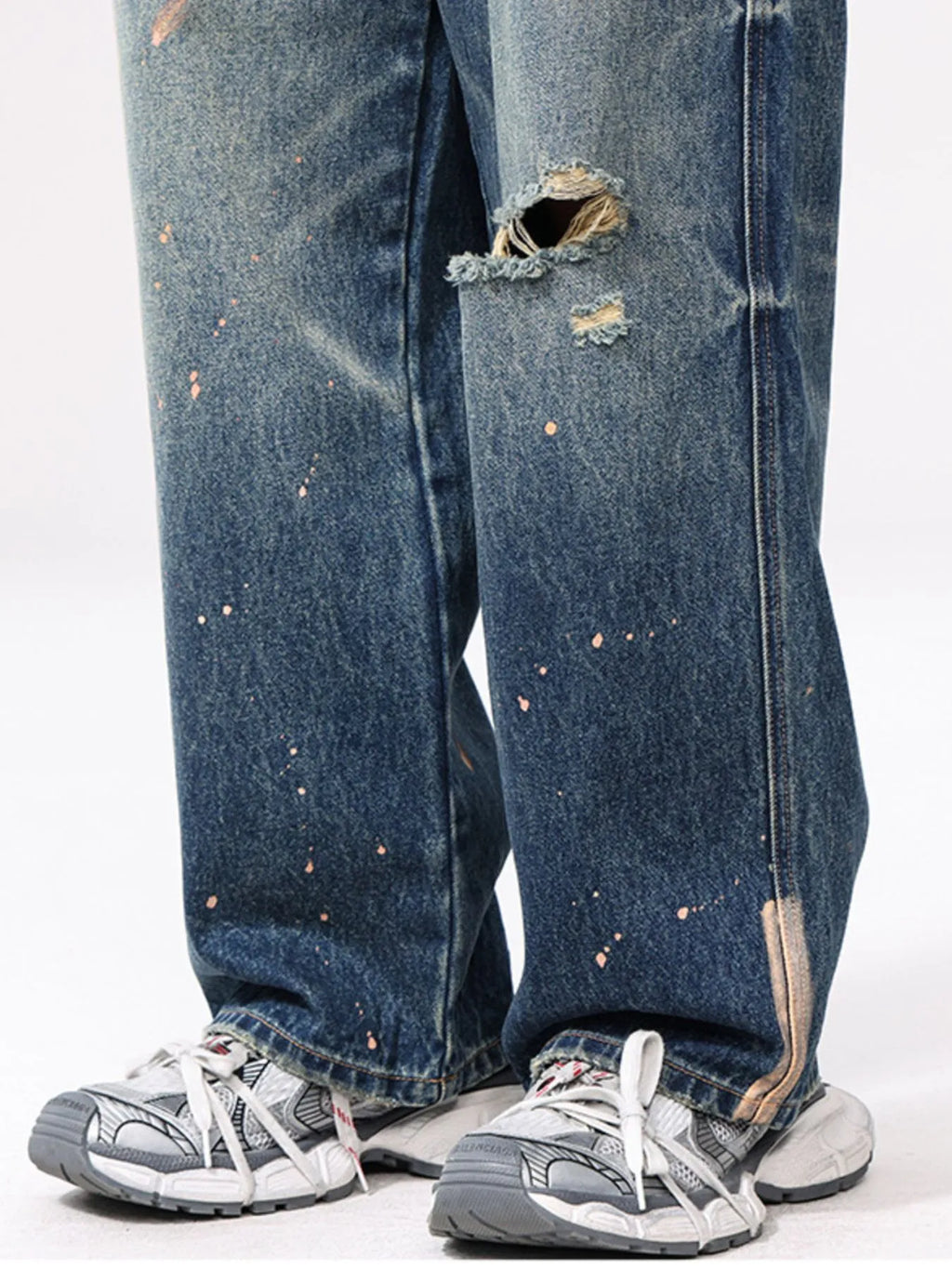 Men's Full Size Distressed Wide Leg Vintage Jeans Plus Size