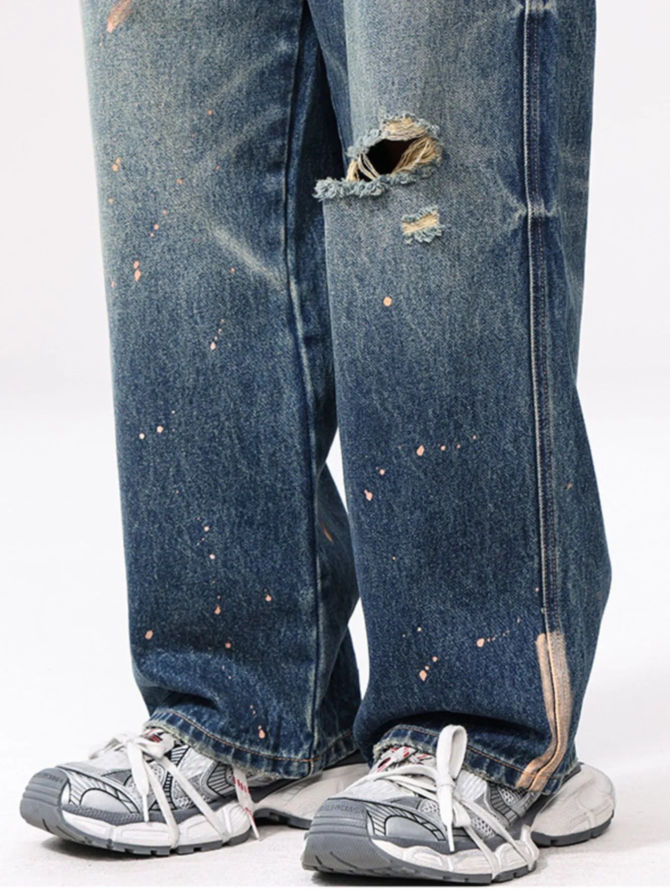 Men's Full Size Distressed Wide Leg Vintage Jeans Plus Size