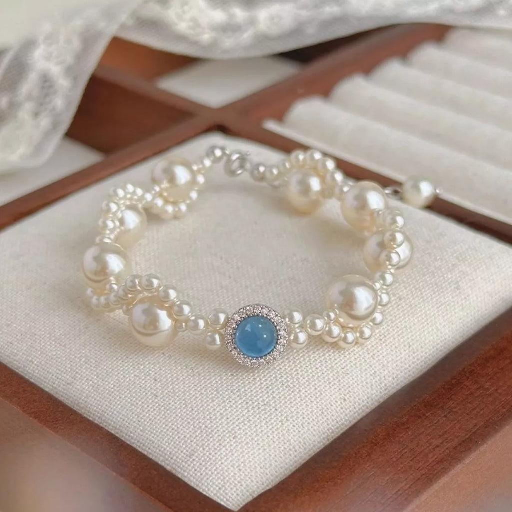 Pearl 925 Sterling Silver Zircon Bracelet