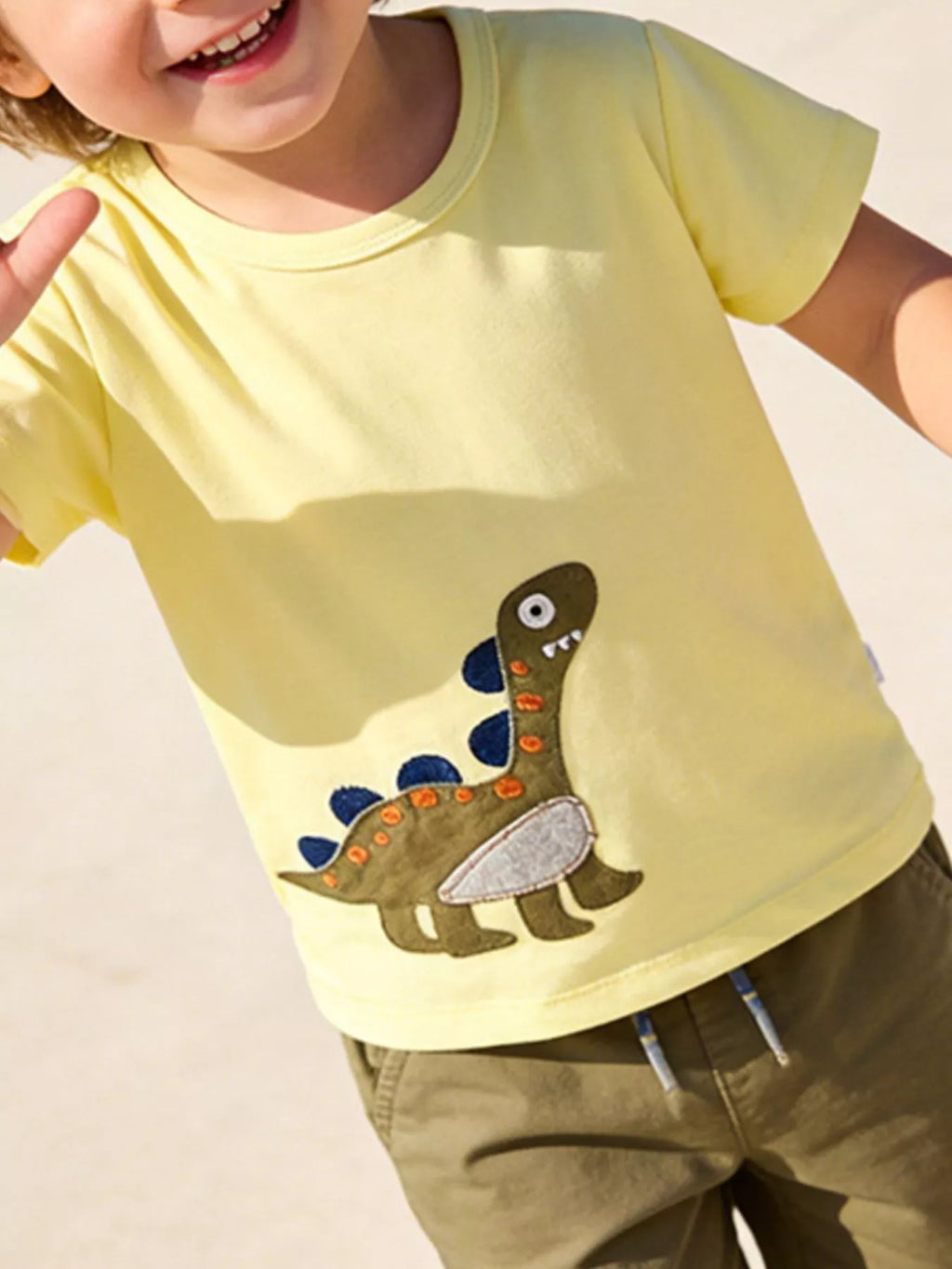 Children's Dinosaur Embroidered Short Sleeve T-Shirt
