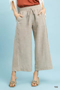 Umgee Linen Blend Striped Wide Leg Pants