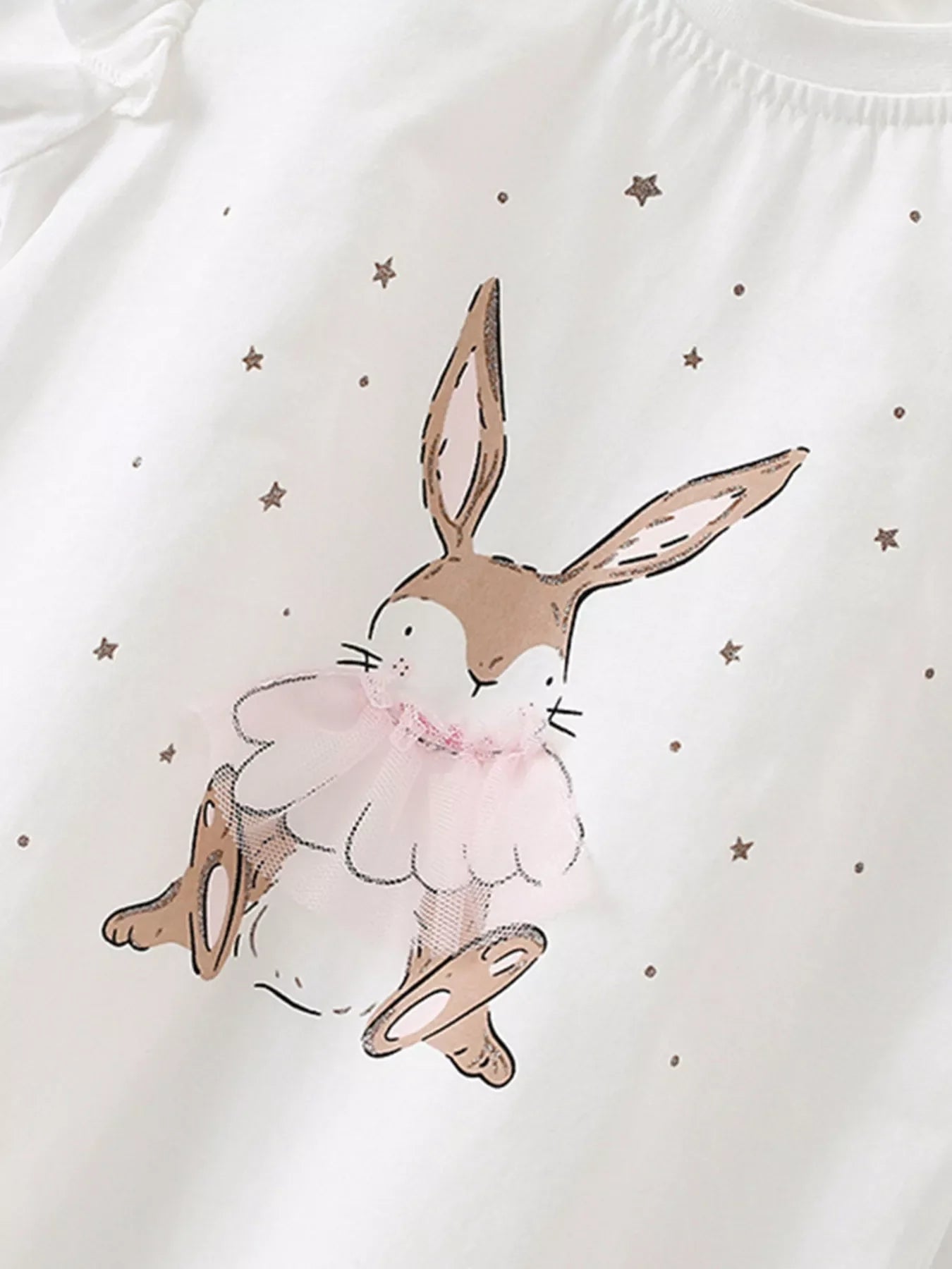 Children's Bunny Graphic Ruffle Sleeve T-Shirt