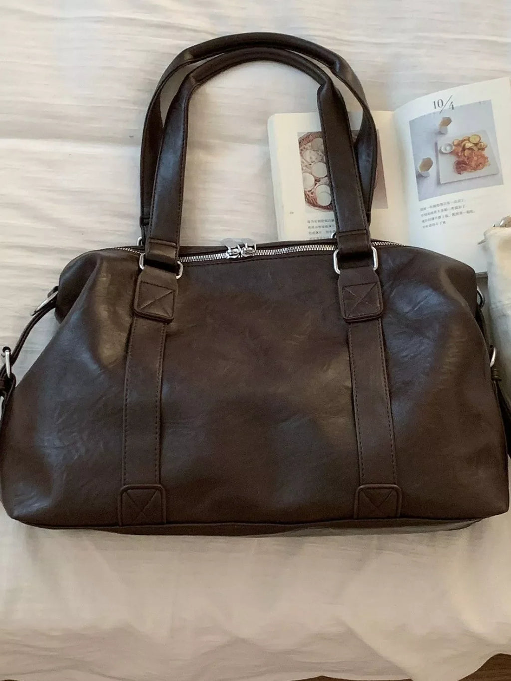 Leather Shoulder Bag with Charm