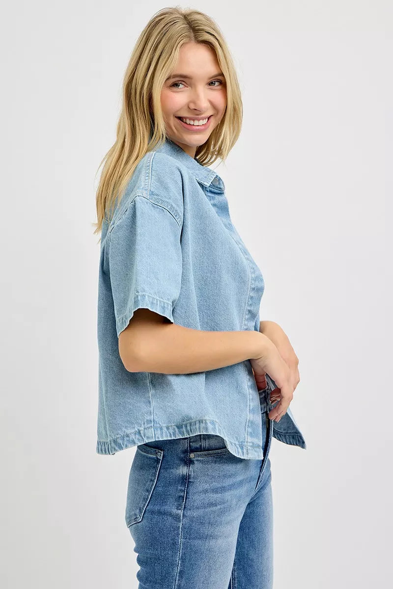 RISEN Oversized Half Sleeve Cropped Shirt