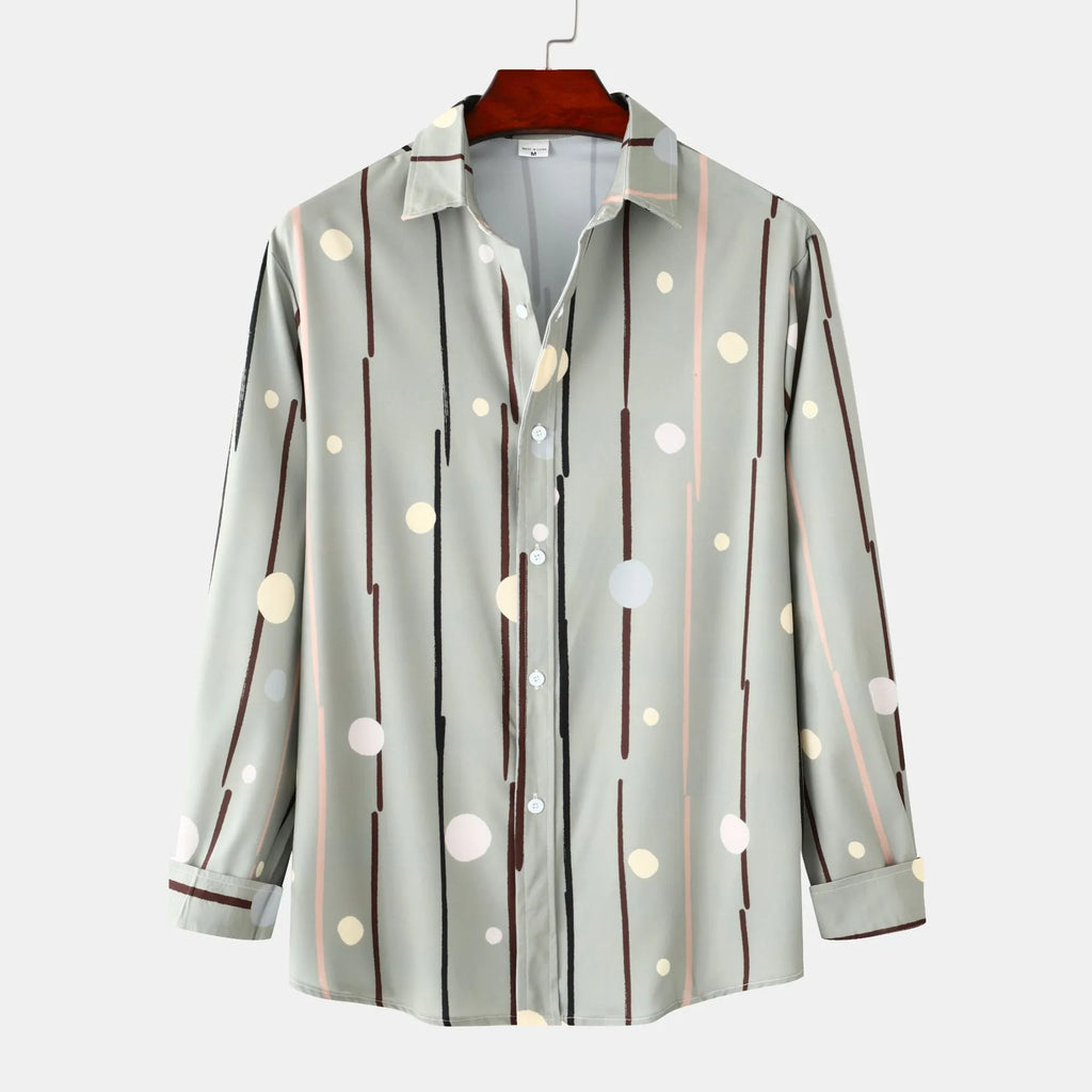 Men's Striped Polka Dot Button-Down Shirt