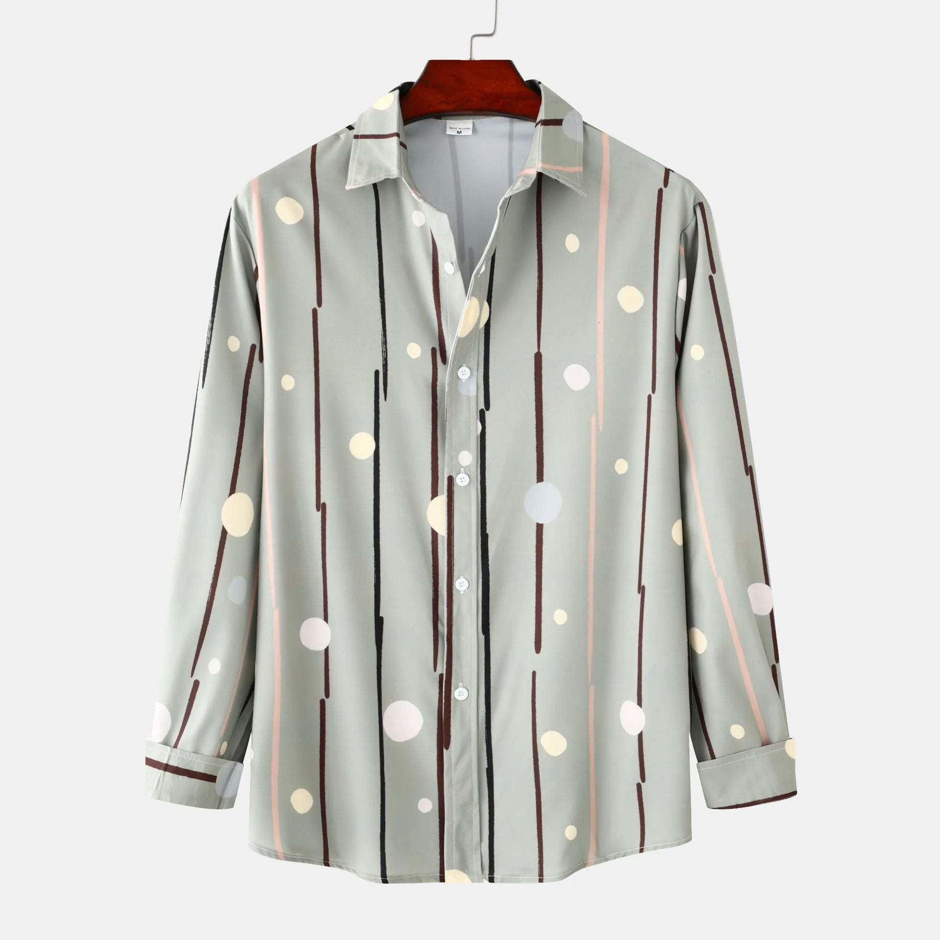 Men's Striped Polka Dot Button-Down Shirt