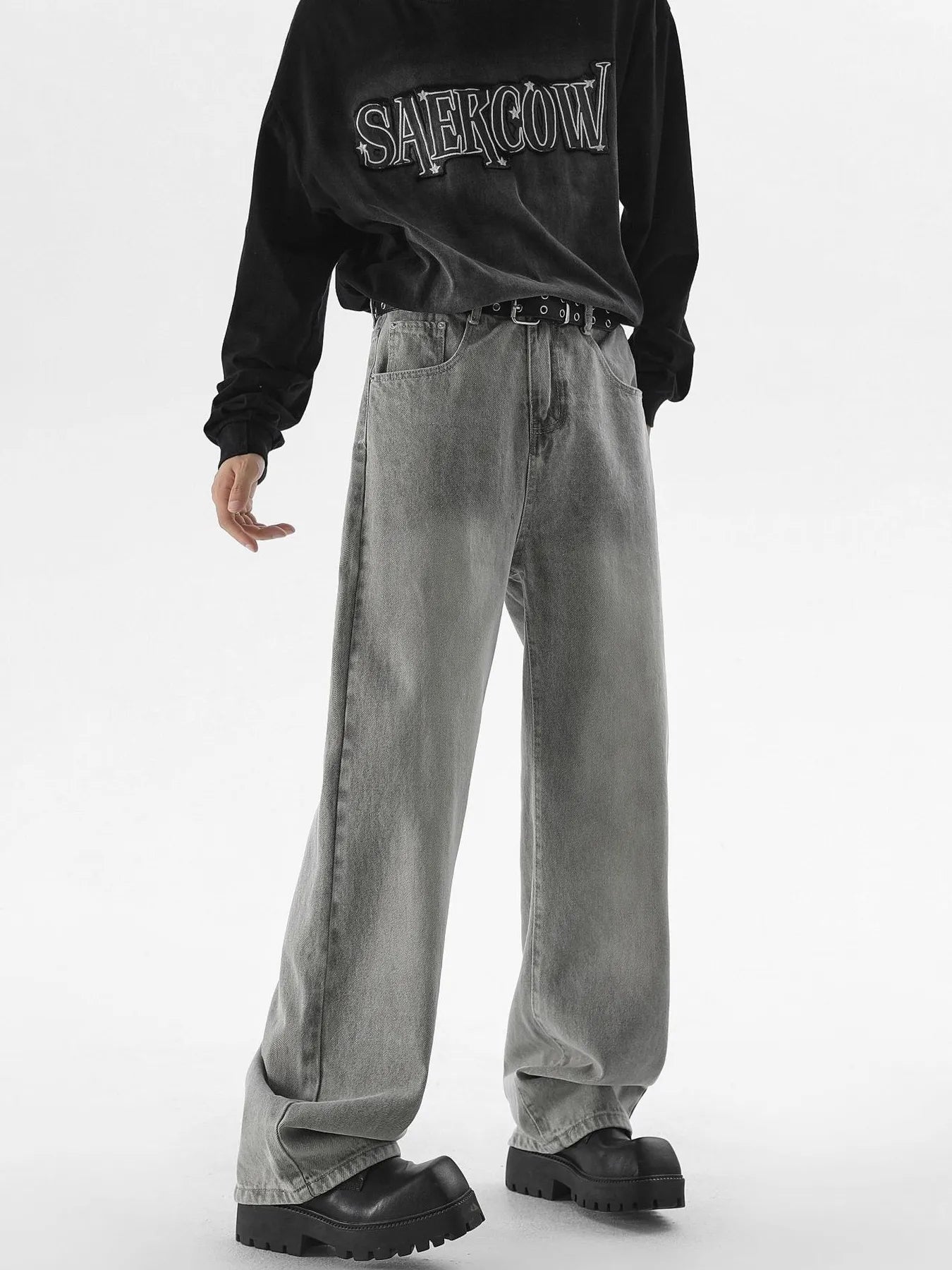 Men's Vintage Wash Wide Leg Jeans