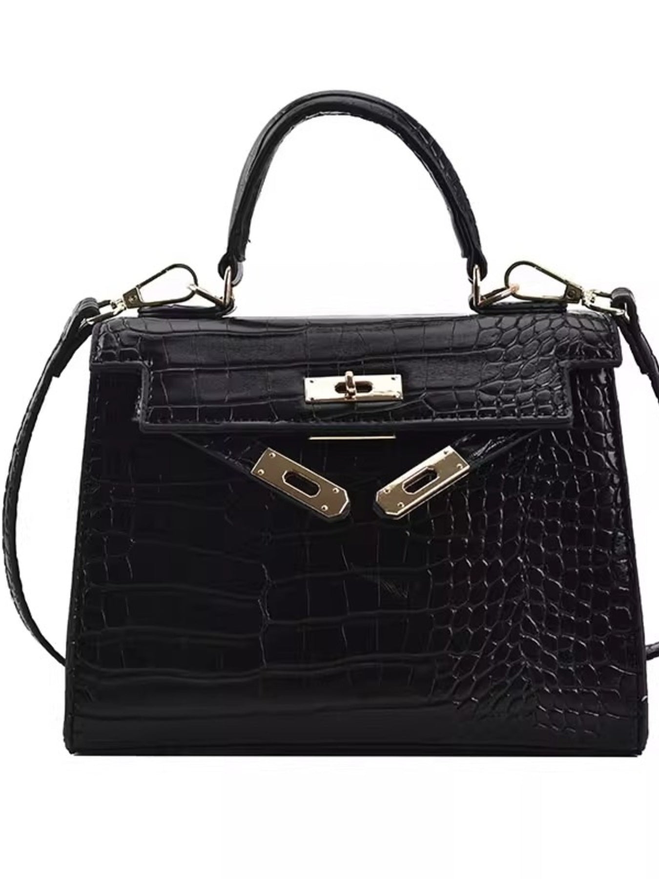 Crocodile Pattern Flap Crossbody Bag