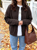 Crew Neck Button-Up Cardigan