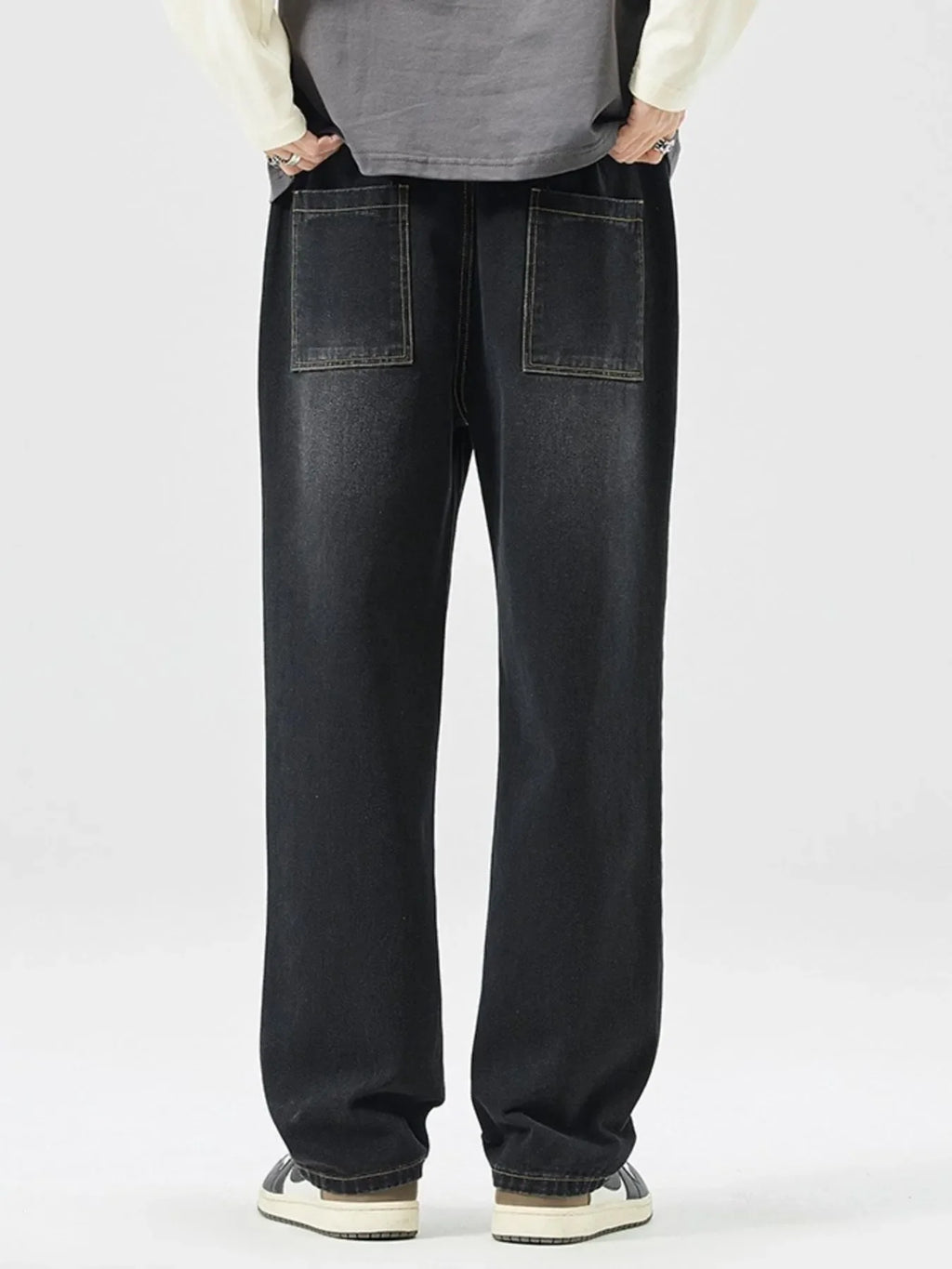 Men's Full Size Wide Leg Wash Jeans Plus Size