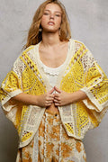 POL Open Front Crochet Cardigan with Scalloped Edge