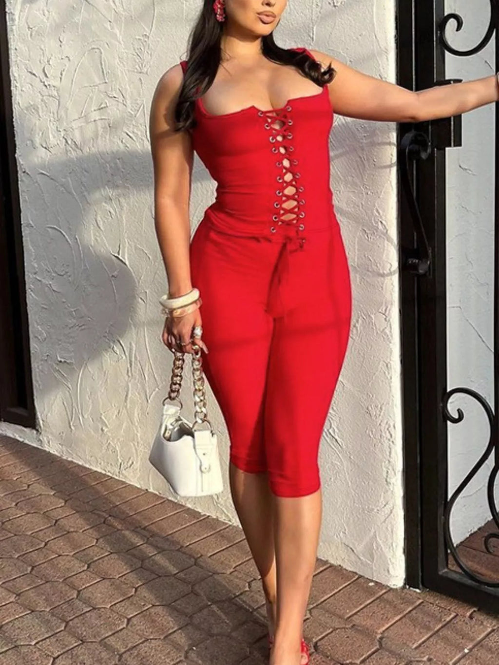 Lace-Up Tank and Capris Set
