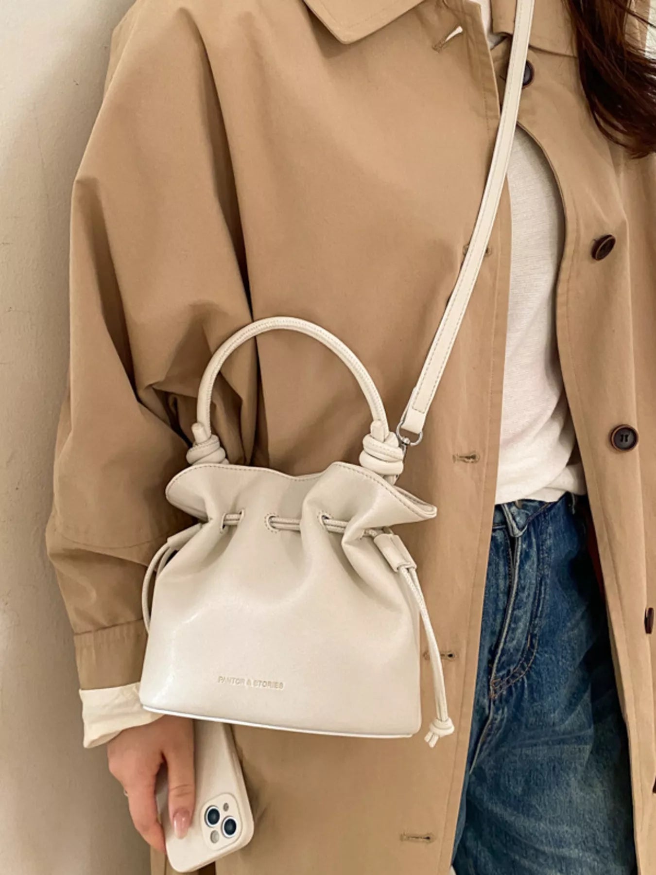 Drawstring Bucket Crossbody Bag