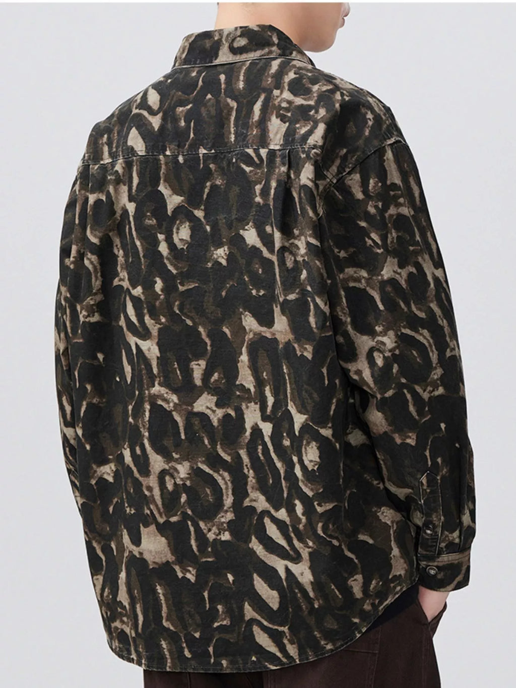 Men's Plus Size Camouflage Print Button-Up Shacket