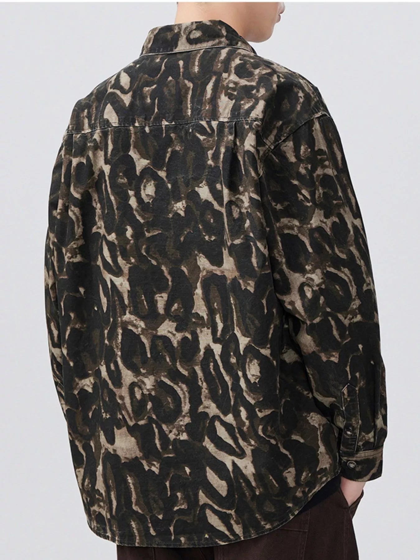 Men's Plus Size Camouflage Print Button-Up Shacket
