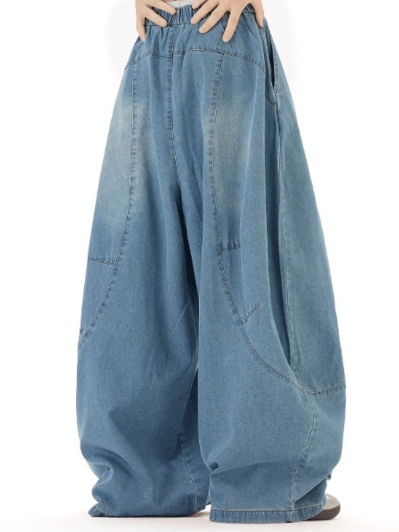 Men's Full Size Wash Wide Leg Jeans Plus Size