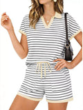 Striped Short Sleeve Polo and Shorts Set