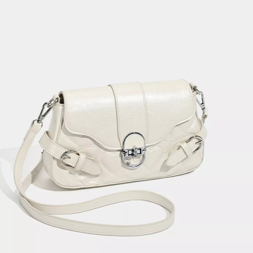 Quilted Flap Buckle Decor Crossbody Bag