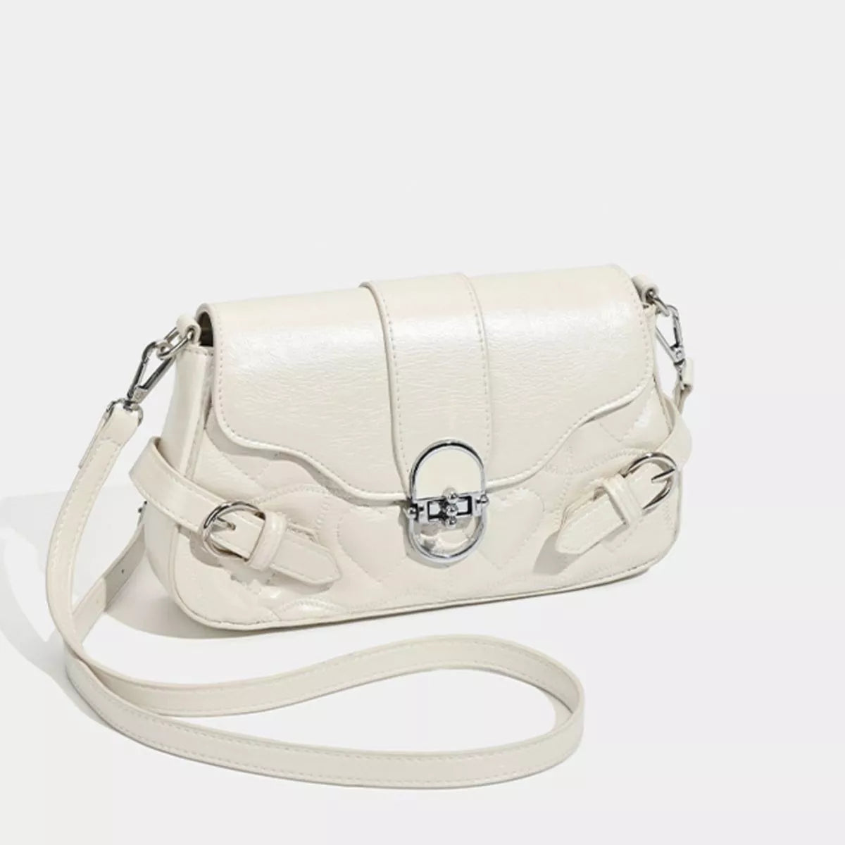 Quilted Flap Buckle Decor Crossbody Bag