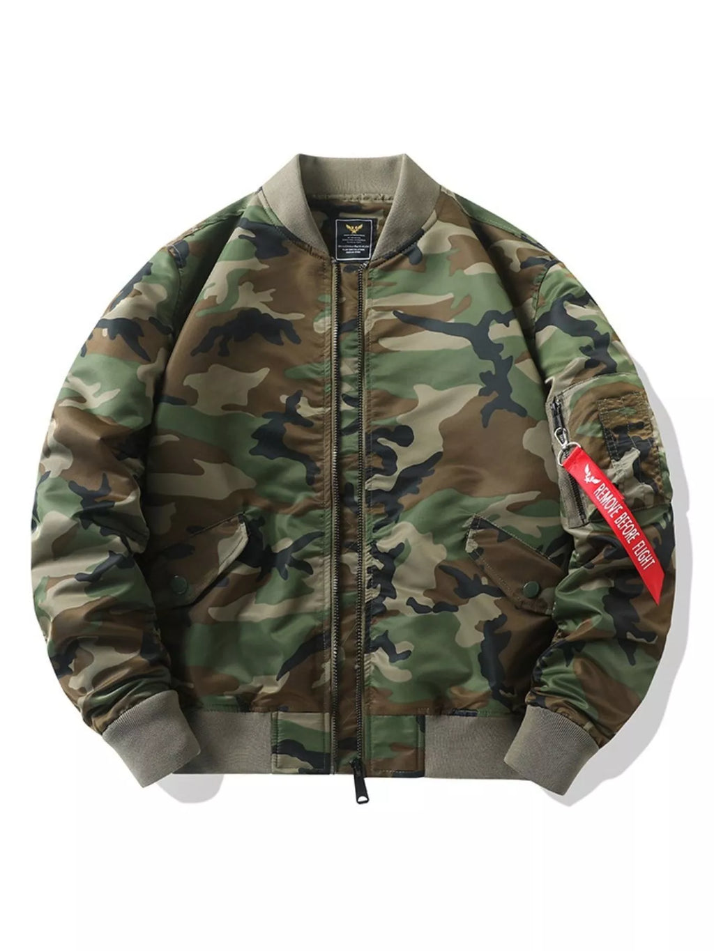 Men's Plus Size Zip Up Camouflage Bomber Jacket