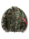 Men's Plus Size Zip Up Camouflage Bomber Jacket