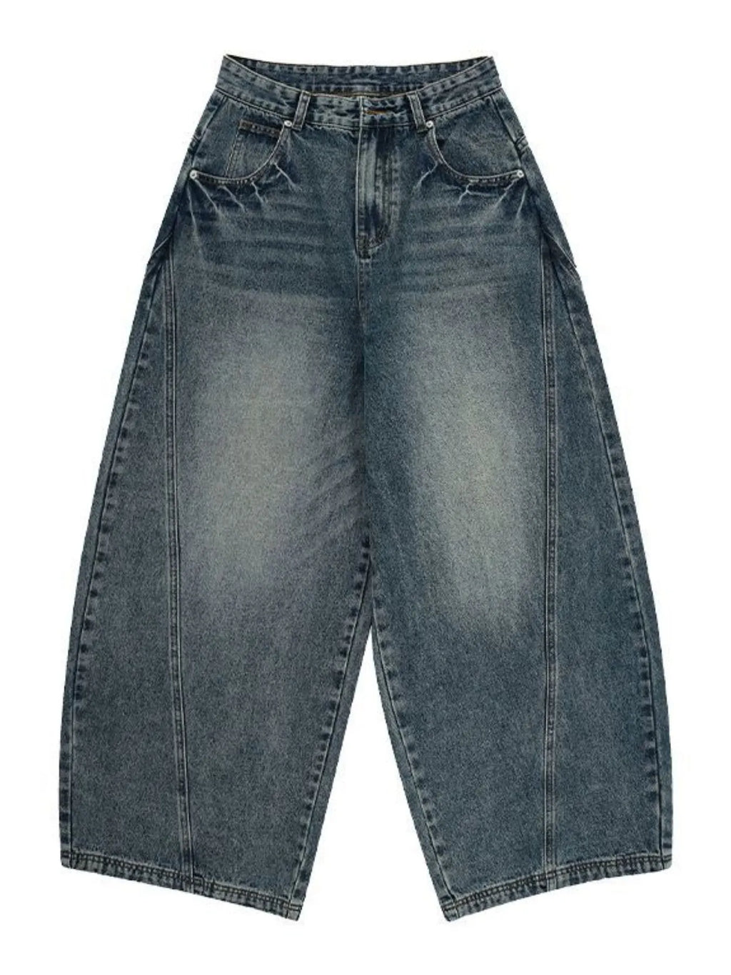 Men's Vintage Washed Wide Leg Curved Jeans