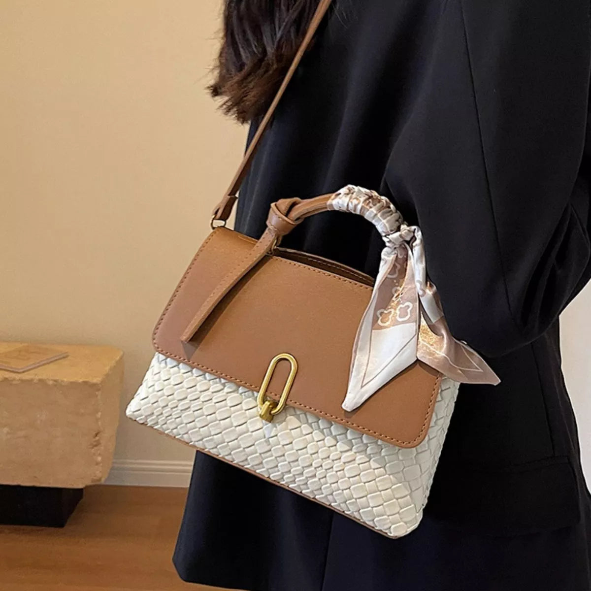 Textured Flap Crossbody Bag