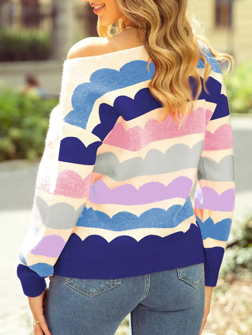Contrast Boat Neck Sweater