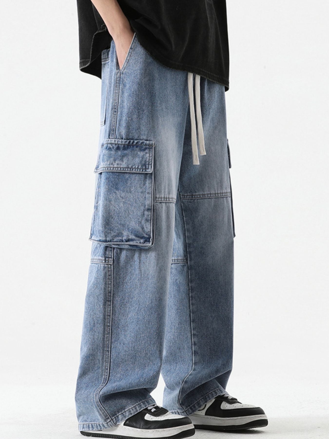 Men's Full Size Loose Fit Cargo Jeans Plus Size
