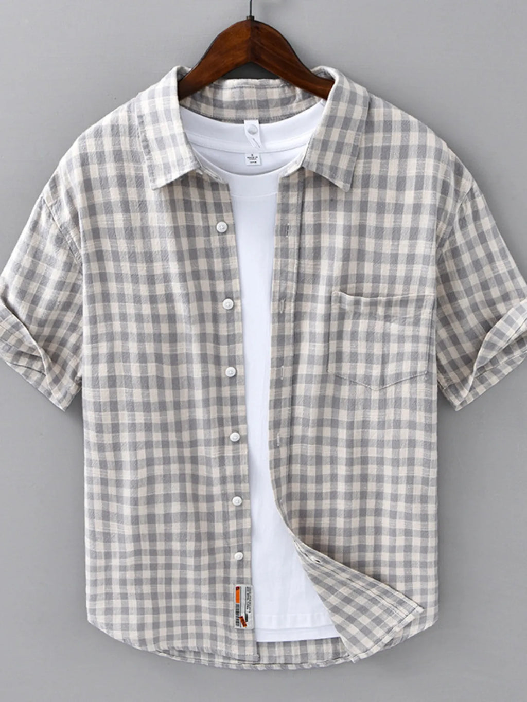 Men's Plus Size Plaid Button Up Short Sleeve Shirt