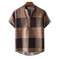Men's Casual Plaid Short Sleeve Button Detail Shirt