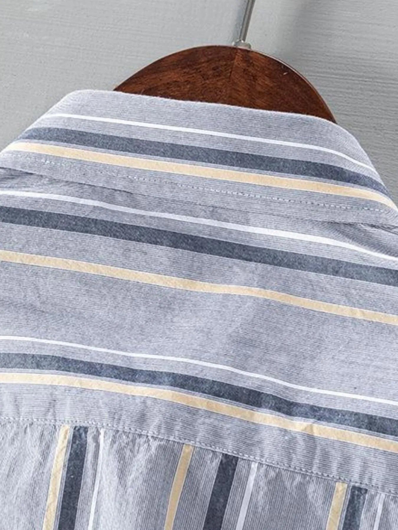Men's Plus Size Striped Button Up Long Sleeve Shirt
