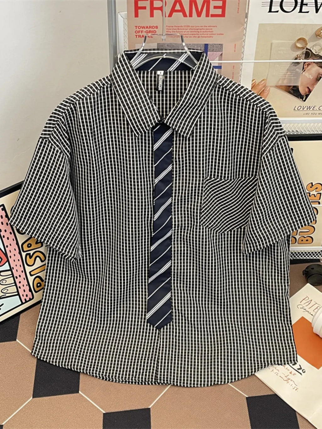Men's Plus Size Plaid Button Up Short Sleeve Shirt