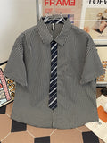 Men's Plus Size Plaid Button Up Short Sleeve Shirt