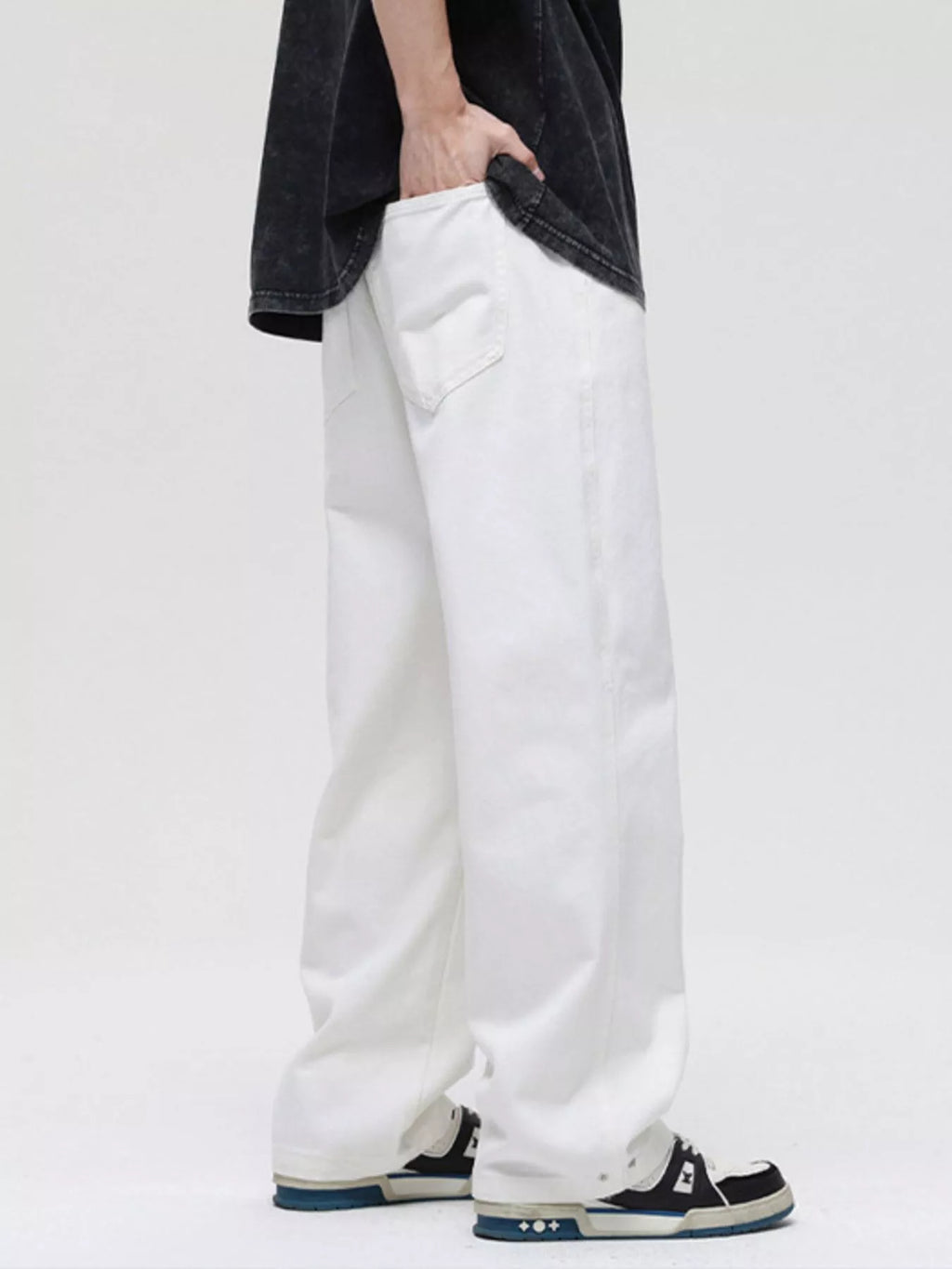 Men's Full Size Washed Wide Leg Jeans Plus Size