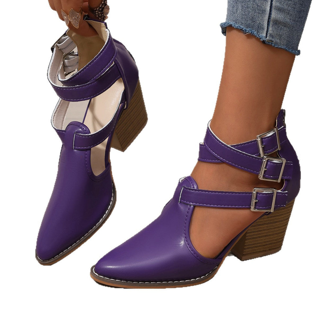 Point Toe Block Heels Pumps