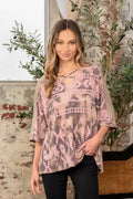 Sew In Love Full Size Aztec Distress Print Half Sleeve Crisscross Top