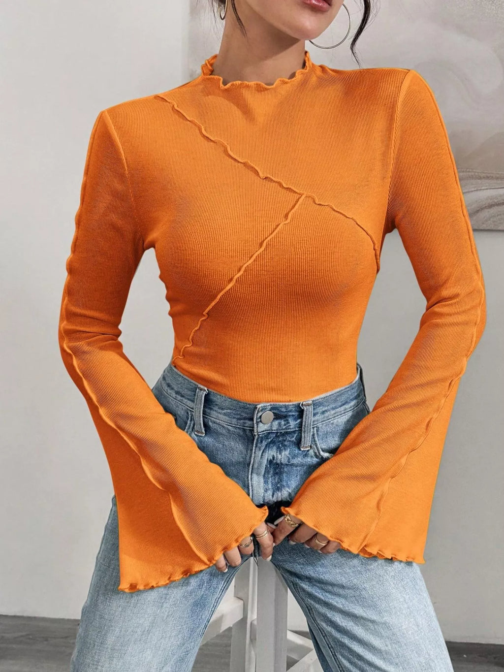 Lettuce Edge Flare Sleeve Top