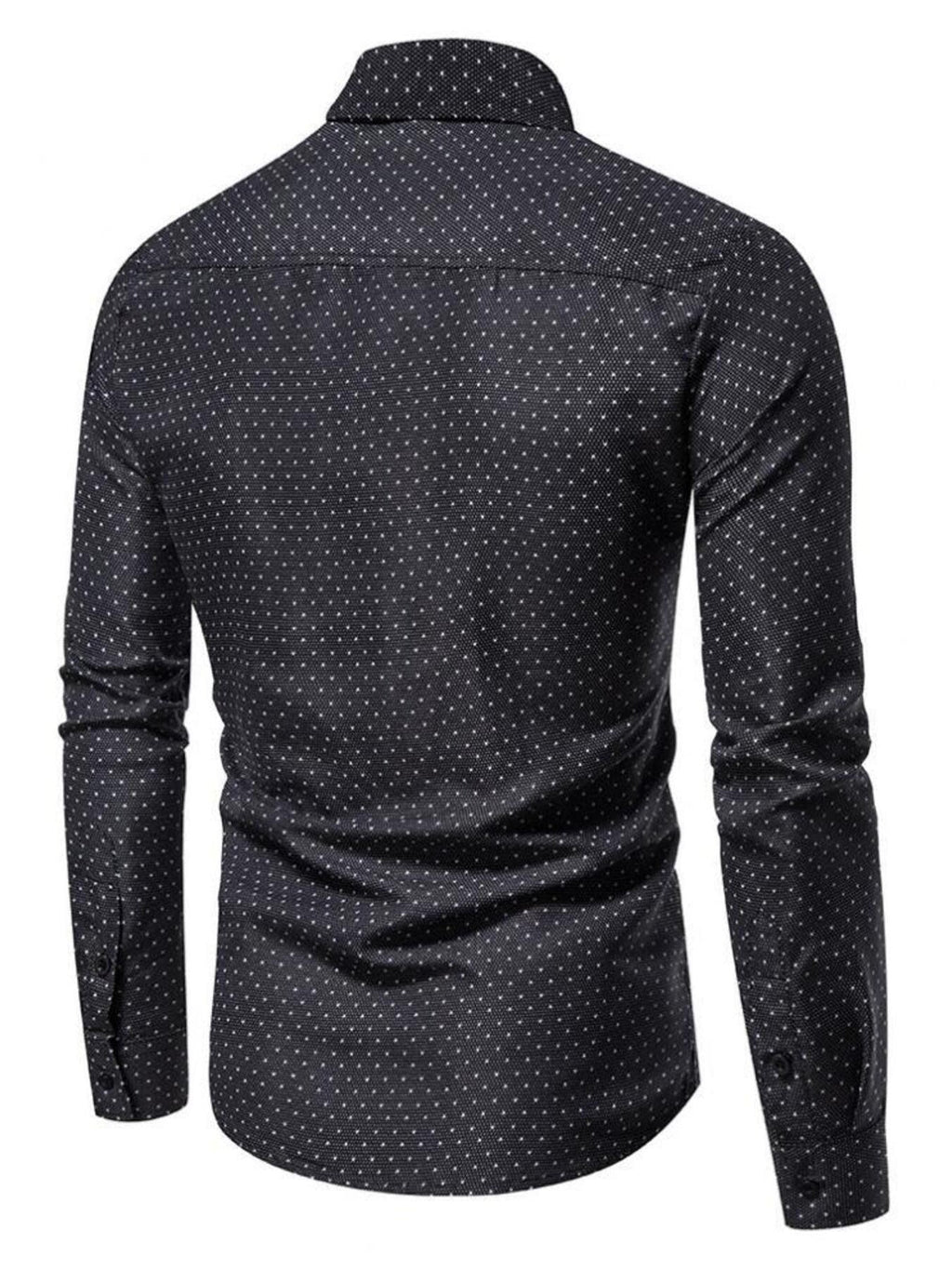 Men's Slim Fit Dotted Pattern Long Sleeve Shirt