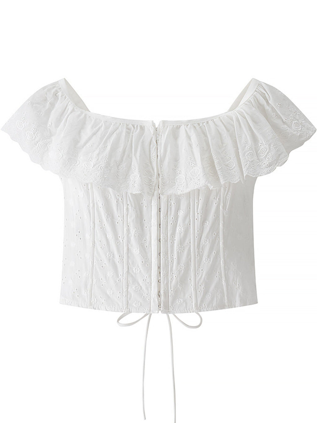 Lace Up Back Eyelet Ruffle Trim Tank