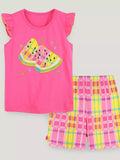 Children's Watermelon Embroidered Tee and Shorts Pajama Set