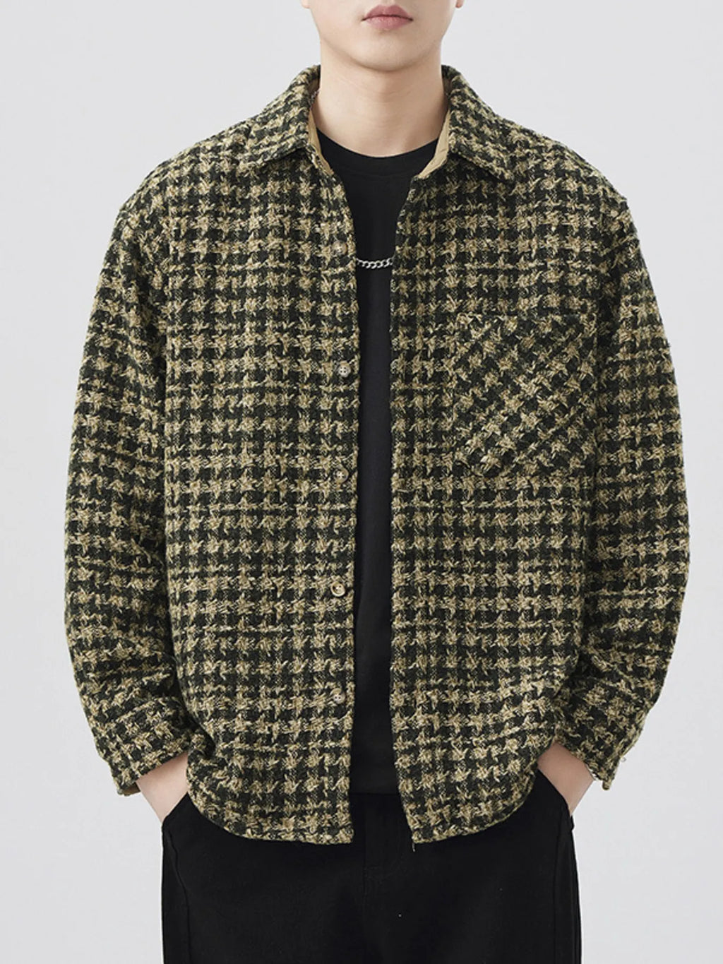 Men's Plus Size Button Up Shirt with Chest Pocket