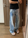 Men's Full Size Vintage Wash Wide Leg Jeans Plus Size