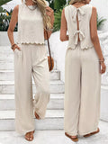 Tie Back Tank and Wide Leg Pants Set